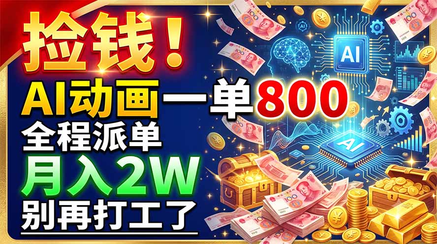 （19330期）捡钱！AI动画一单800，全程派单，月入2W，别再打工了-我爱项目网