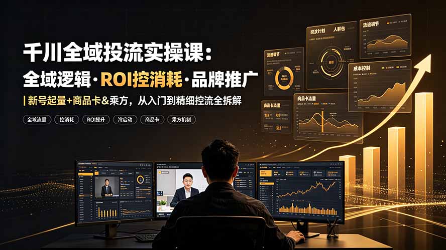 （19249期）千川全域投流实操课：全域逻辑·ROI控消耗·品牌推广｜新号起量+商品卡&乘方，从入门到精细控流全拆解-我爱项目网