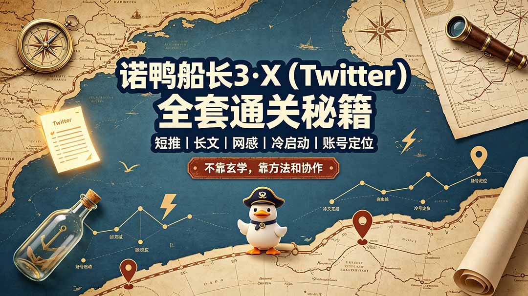 （19215期）诺鸭船长3·X（Twitter）全套通关秘籍，短推、长文、网感、冷启动、账号定位，不靠玄学，靠方法和协作-我爱项目网