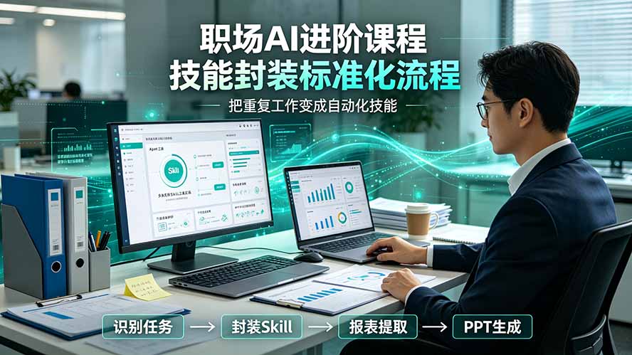 （19369期）职场AI进阶课程；多类实用Skill工具实操，专属技能封装标准化流程，报表行业报告一键提取核心内容-我爱项目网