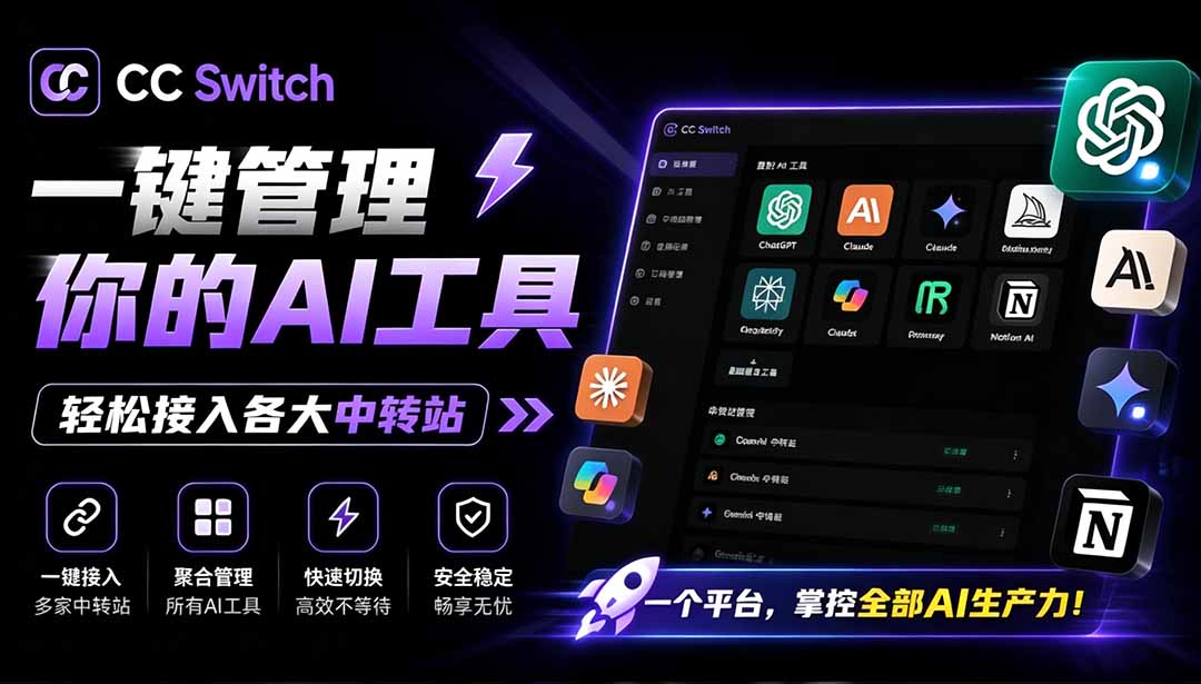 （19335期）一键给Chatgpt、Codex、Claude接入地第三方中转站，CC Switch统一管理你的 AI 编程工具工作流-我爱项目网