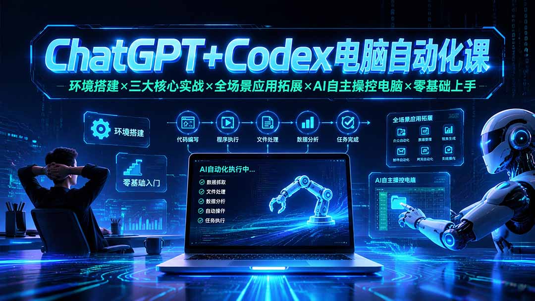 （19583期）ChatGPT+Codex电脑自动化课：环境搭建×三大核心实战×全场景应用拓展×AI自主操控电脑×零基础上手-我爱项目网