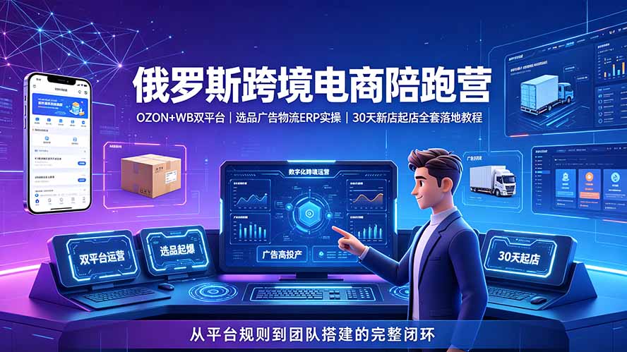 （19371期）2026俄罗斯跨境电商陪跑营：OZON+WB双平台｜选品广告物流ERP实操｜30天新店起店全套落地教程-我爱项目网