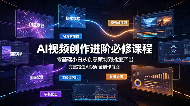 （19159期）AI视频创作进阶必修课程：零基础小白从创意策划到批量产出，完整跑通AI视频全创作链路-我爱项目网