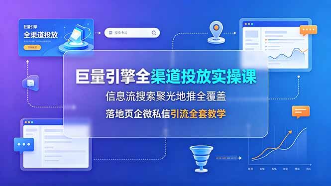 （19181期）巨量引擎全渠道投放实操课，信息流搜索聚光地推全覆盖，落地页企微私信引流全套教学-我爱项目网
