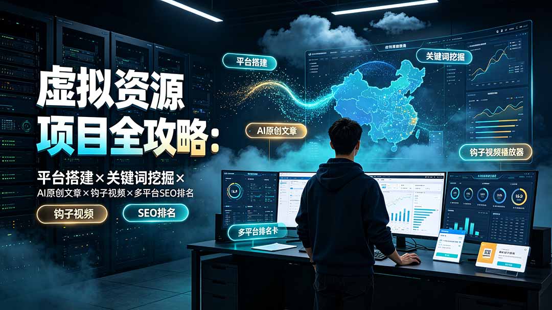 （19322期）虚拟资源项目全攻略：平台搭建×关键词挖掘×AI原创文章×钩子视频×多平台SEO排名-我爱项目网