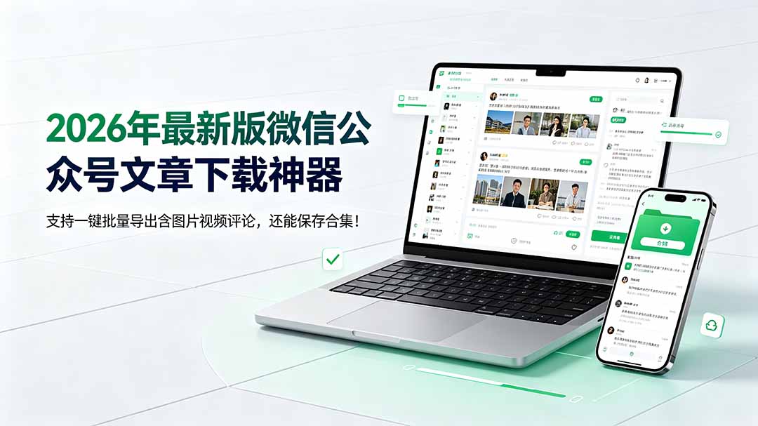 （19486期）2026年最新版微信公众号文章下载神器，支持一键批量导出含图片视频评论，还能保存合集！-我爱项目网