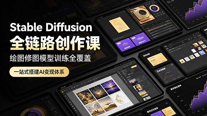 （19154期）Stable Diffusion全链路创作课，绘图修图模型训练全覆盖，一站式搭建AI变现体系-我爱项目网