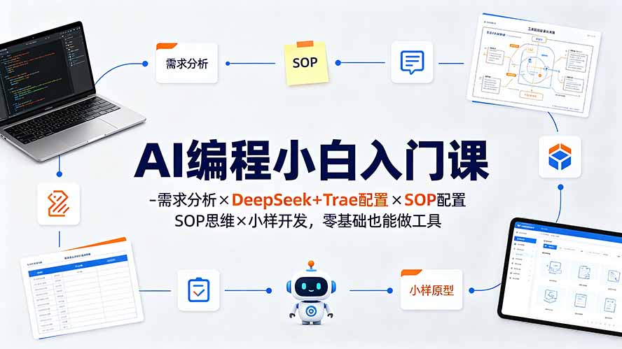 （19539期）AI编程小白入门课-需求分析×DeepSeek+Trae配置×SOP思维×小样开发，零基础也能做工具-我爱项目网