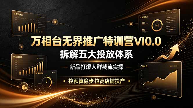 （19184期）万相台无界推广特训营VI0.0，拆解五大投放体系，新品打爆人群截流实操，控预算稳步拉高店铺投产-我爱项目网