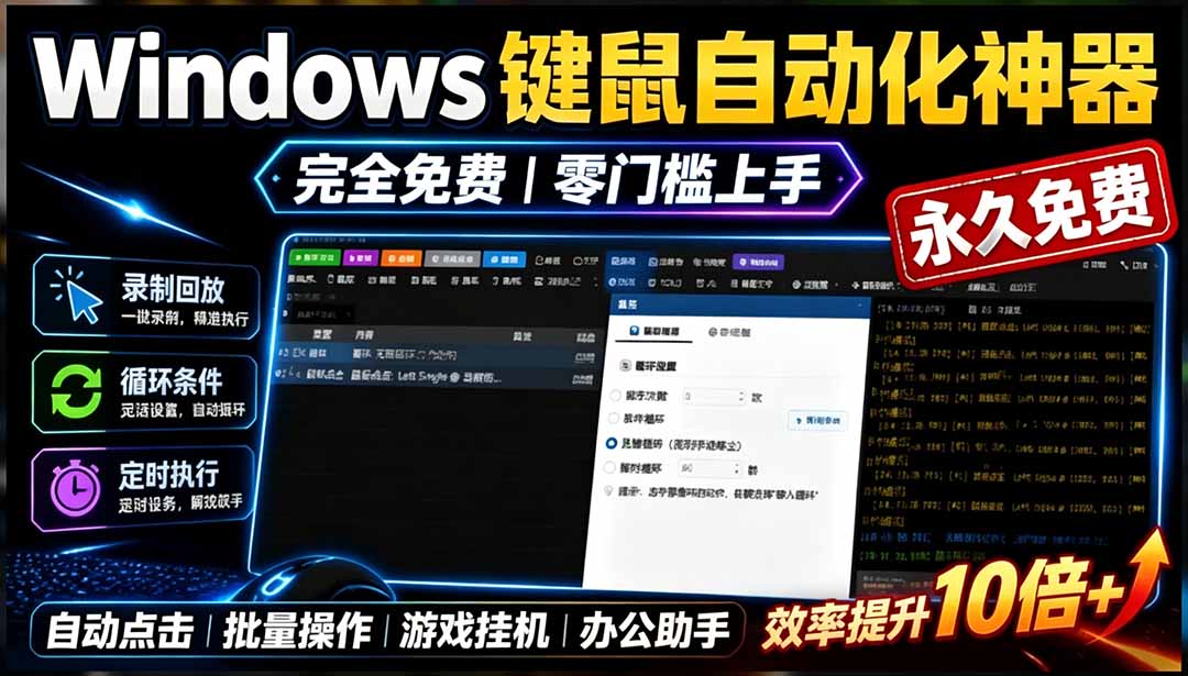 （19423期）专业Windows键鼠自动化工具，免费永久使用，告别重复操作，小白也能快速创建自动化脚本 点点精灵-我爱项目网
