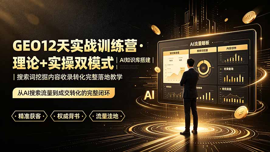 （19277期）GEO12天实战训练营·理论+实操双模式｜AI知识库搭建｜搜索词挖掘内容收录转化完整落地教学-我爱项目网
