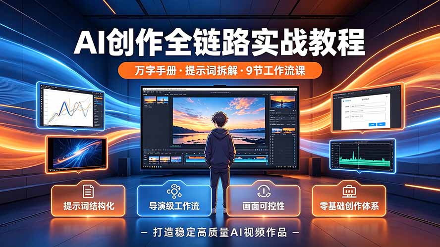 （19247期）AI创作全链路实战教程｜万字手册·提示词拆解·9节工作流课，打造稳定高质量AI视频作品-我爱项目网