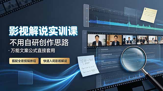 （19183期）影视解说实训课：不用自研创作思路，万能文案公式直接套用，搭配全套剪辑教程，快速入局影视解说-我爱项目网