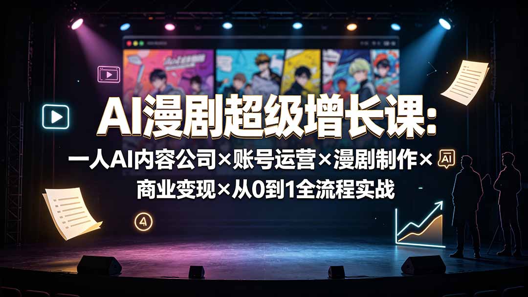 (19553期)AI漫剧超级增长课:一人AI内容公司×账号运营×漫剧制作×商业变现×从0到1全流程实战-我爱项目网