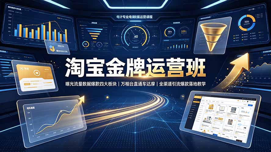 （19434期）淘宝金牌运营班-7月：曝光流量数据爆款四大板块｜万相台直通车达摩｜全渠道引流爆款落地教学-我爱项目网