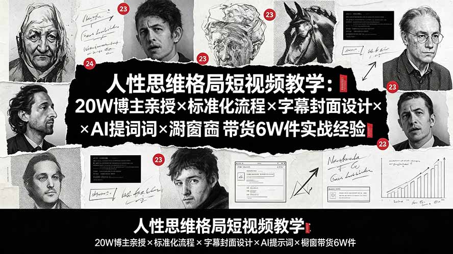 (19538期)人性思维格局短视频教学:20W博主亲授×标准化流程×字幕封面设计×AI提示词×橱窗带货6W件实战经验-我爱项目网