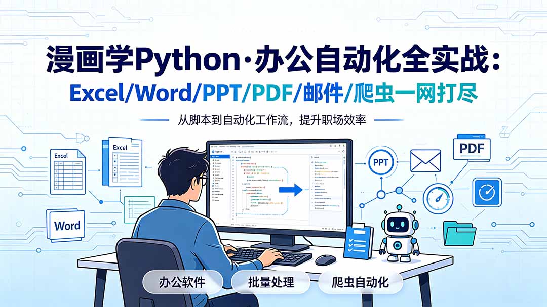 （19270期）漫画学Python·办公自动化全实战：Excel/Word/PPT/PDF/邮件/爬虫一网打尽-我爱项目网