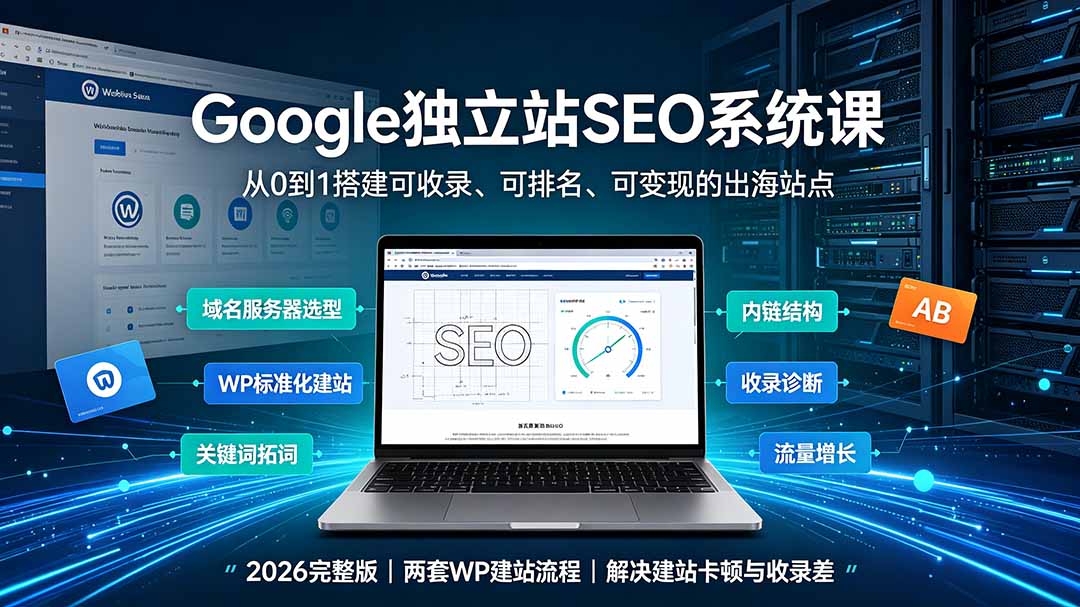 （19426期）Google独立站SEO-7月系统课：出海基建×WordPress建站×AI内容生产×站内外优化×Search Console×AdSense变现-我爱项目网