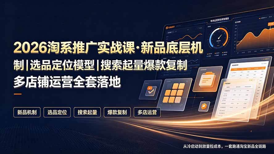 （19272期）2026淘系推广实战课·新品底层机制｜选品定位模型｜搜索起量爆款复制多店铺运营全套落地教程-我爱项目网
