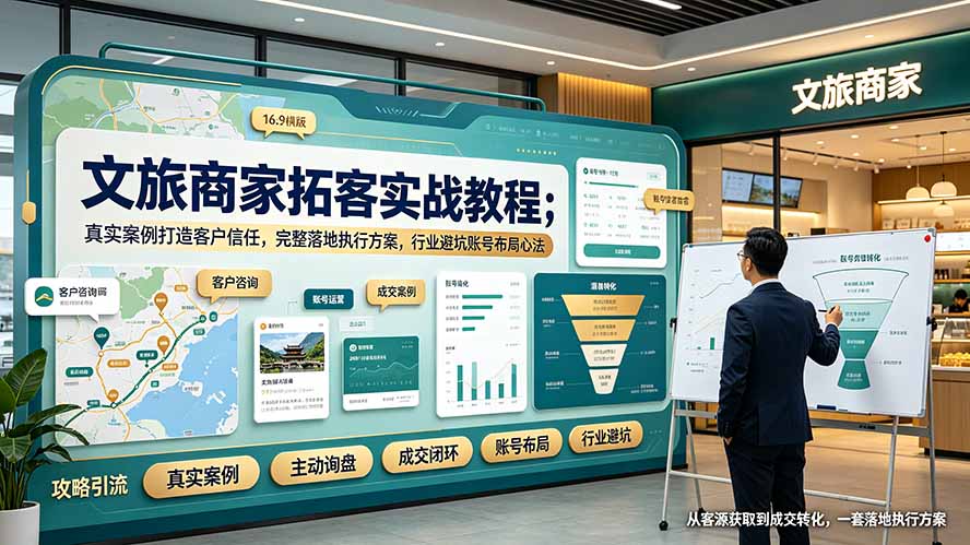 （19273期）文旅商家拓客实战教程；真实案例打造客户信任，完整落地执行方案，行业避坑账号布局心法-我爱项目网