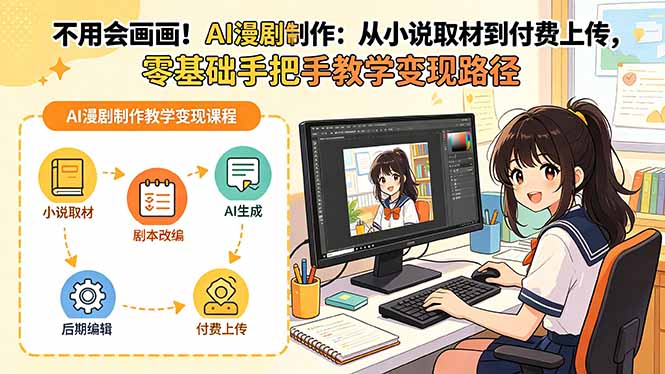 （19429期）不用会画画！AI漫剧制作：从小说取材到付费上传，零基础手把手教学变现路径（更新）-我爱项目网