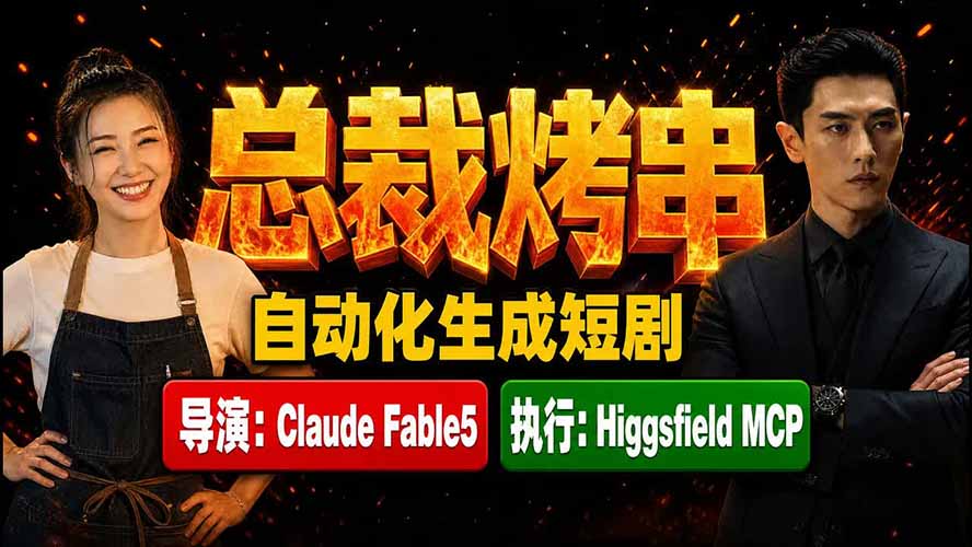 （19541期）《总裁烤串》真人短剧全自动诞生！Claude Fable5 当导演，Higgsfield MCP 执行！-我爱项目网