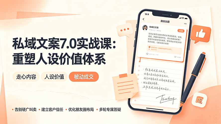 （19313期） 私域文案实战课7.0：重塑人设价值体系｜-告别硬广推销×走心内容×自我价值塑造，实现被动成交-我爱项目网