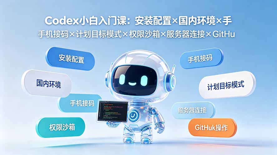 （19402期）Codex小白入门课：安装配置×国内环境×手机接码×计划目标模式×权限沙箱×服务器连接×GitHub操作-我爱项目网