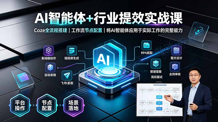 （19281期）AI智能体+行业提效实战课·Coze全流程搭建｜工作流节点配置｜将AI智能体应用于实际工作的完整能力-我爱项目网