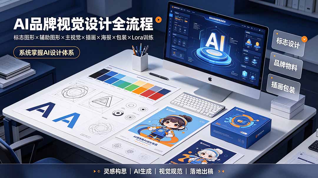 （19372期）AI品牌视觉设计全流程：标志图形×辅助图形×主视觉×插画×海报×包装×Lora训练，系统掌握AI设计体系-我爱项目网