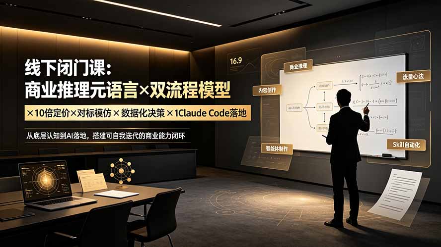 （19381期）线下闭门课：商业推理元语言×双流程模型×10倍定价×对标模仿×数据化决策×Claude Code落地，击穿认知盲区-我爱项目网