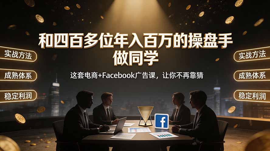 （19592期）和四百多位年入百万的操盘手做同学——这套电商+Facebook广告课，让你不再靠猜【原创双语字幕】-我爱项目网