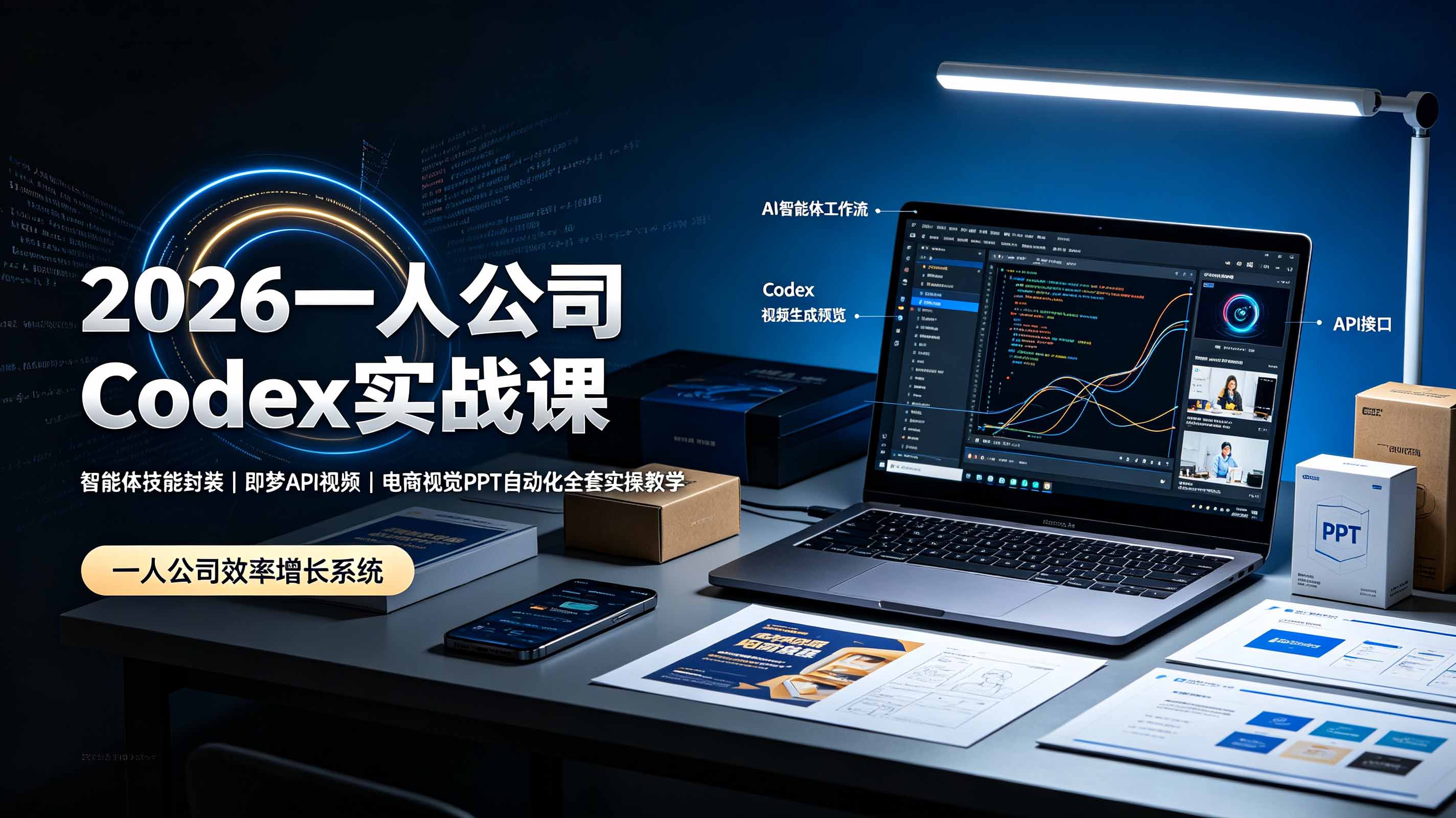 （19503期）2026一人公司Codex实战课◆智能体技能封装｜即梦API视频｜电商视觉PPT自动化全套实操教学-我爱项目网