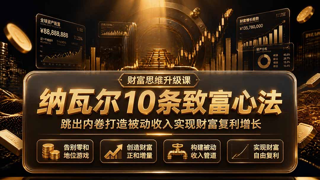 （19628期）付费文章：纳瓦尔10条致富心法，跳出内卷打造被动收入实现财富复利增长-我爱项目网