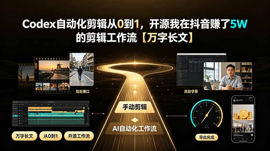 （19504期）Codex自动化剪辑从0到1，开源我在抖音赚了5W 的剪辑工作流【万字长文】-我爱项目网