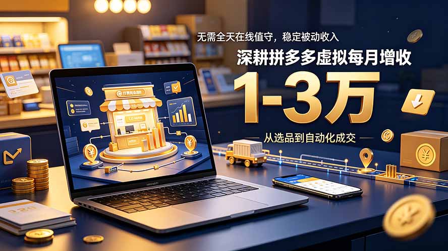 （19326期）无需全天在线值守，稳定被动收入，深耕拼多多虚拟每月增收 1-3 万-我爱项目网
