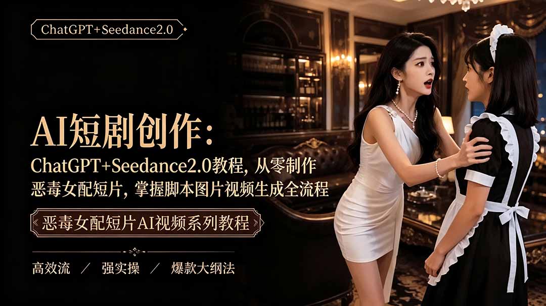 （19545期）AI短剧创作：ChatGPT+Seedance2.0教程，从零制作恶毒女配短片，掌握脚本图片视频生成全流程-我爱项目网