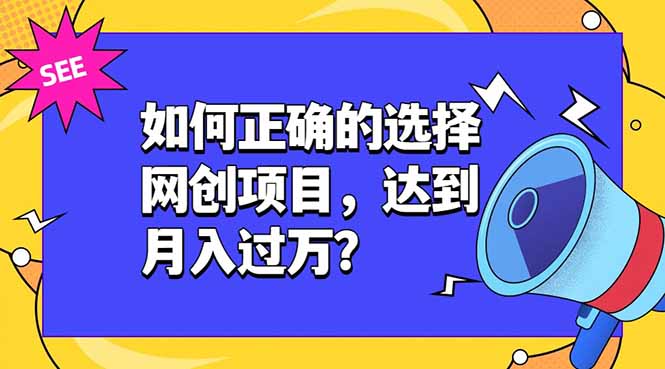 （19176期）如何正确的选择网创项目，达到月入过万？，本课程教你正确选择项目。-我爱项目网