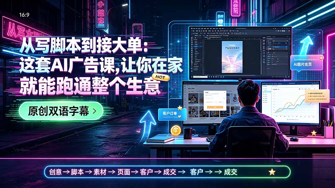 （19318期）从写脚本到接大单：这套AI广告课，让你在家就能跑通整个生意【原创双语字幕】-我爱项目网