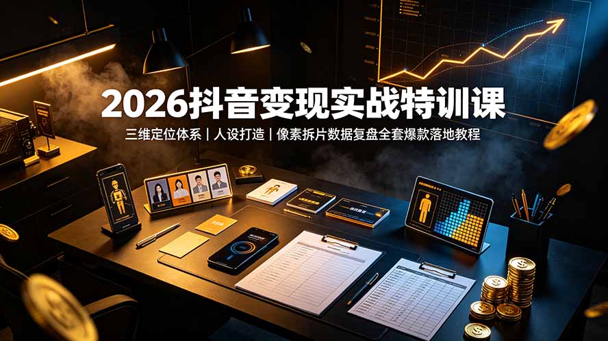 （19419期）2026抖音变现实战特训课：三维定位体系｜人设打造｜像素拆片数据复盘全套爆款落地教程-我爱项目网