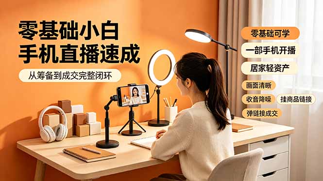 （19231期）零基础小白手机直播速成，从筹备到成交完整闭环，适配苹果安卓系统，解决杂音卡顿留人难问题-我爱项目网