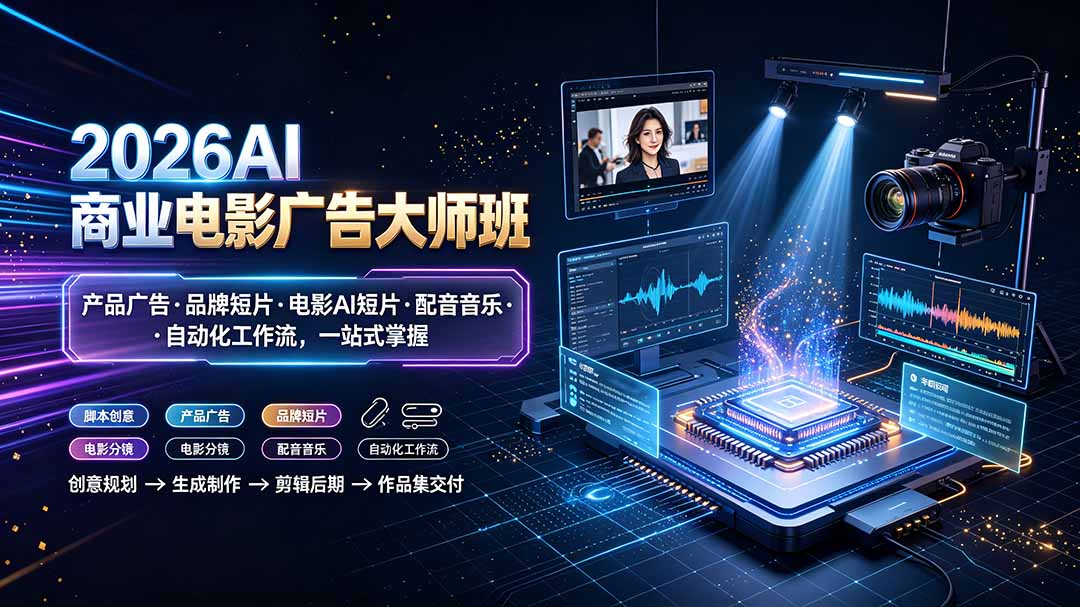 （19303期）2026AI商业电影广告大师班：产品广告·品牌短片·电影AI短片·配音音乐·自动化工作流，一站式掌握-我爱项目网