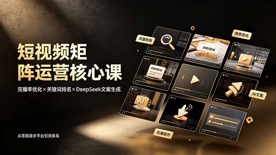 （19259期）短视频矩阵运营核心课：完播率优化×关键词排名×DeepSeek文案生成，从零搭建多平台引流体系-我爱项目网