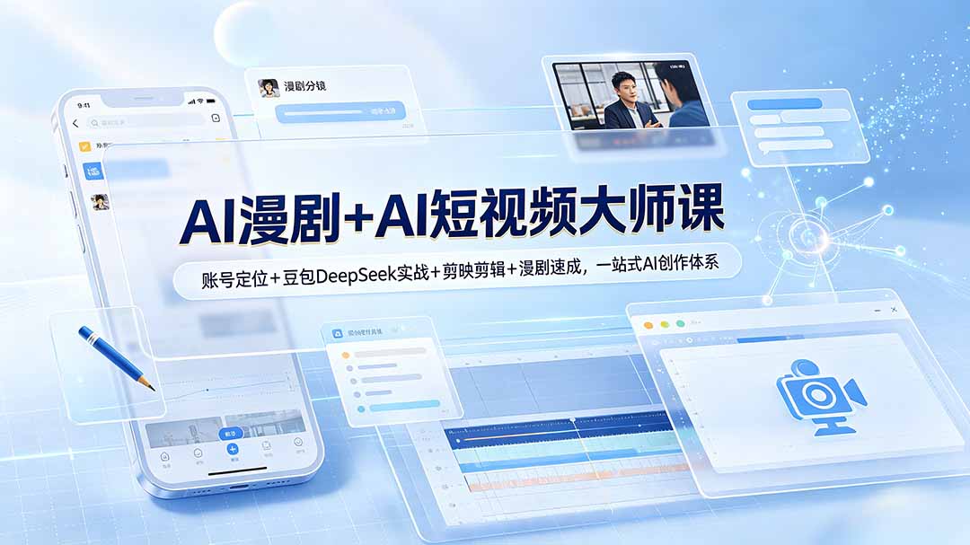 （19147期）AI漫剧+AI短视频大师课：账号定位+豆包DeepSeek实战+剪映剪辑+漫剧速成，一站式AI创作体系-我爱项目网