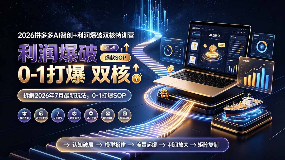 （19804期）2026拼多多AI智创+利润爆破双核特训营-更新：拆解2026年7月最新玩法，0-1打爆SOP-我爱项目网