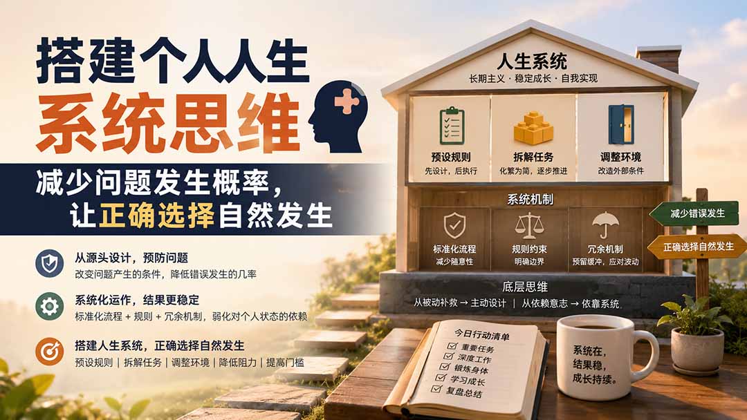 （19985期）付费文章：搭建个人人生系统思维：减少问题发生概率，让正确选择自然发生-我爱项目网
