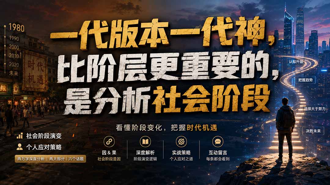 （19745期）付费文章：一代版本一代神，比阶层更重要的，是分析社会阶段-我爱项目网