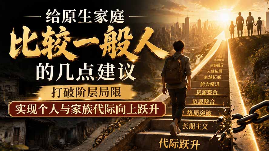 （19708期）付费文章：给原生家庭比较一般人的几点建议，打破阶层局限，实现个人与家族代际向上跃升-我爱项目网