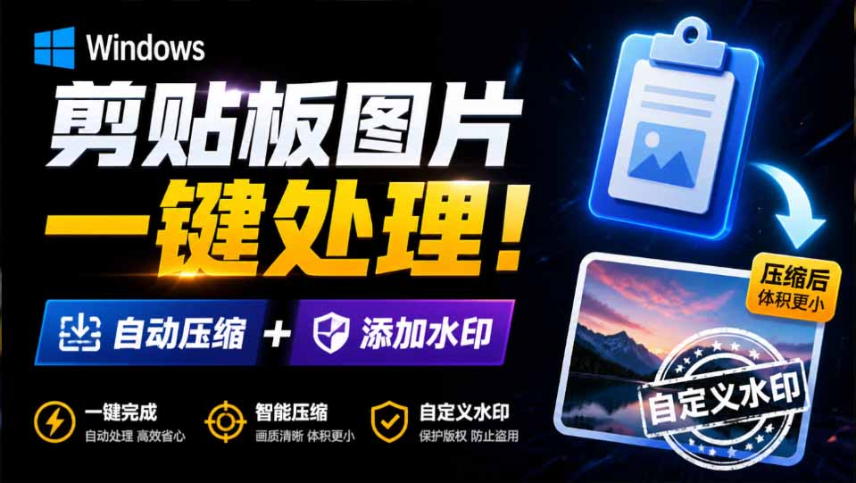 （19831期）Windows 剪贴板复制图片后，体积会暴涨数百倍？剪贴板图片一键自动压缩及添加水印工具-我爱项目网